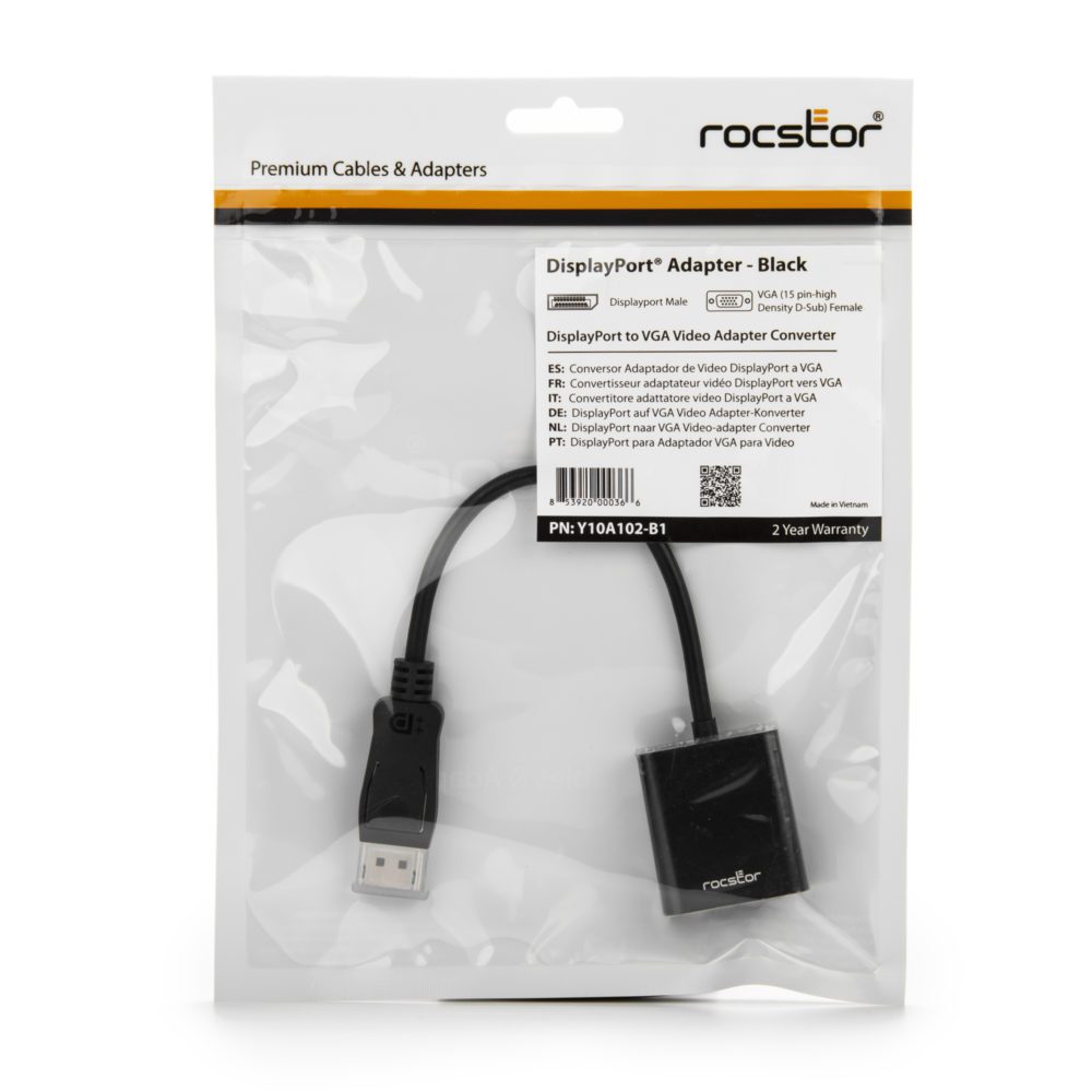 Rocstor Premium DisplayPort to VGA Adapter HD