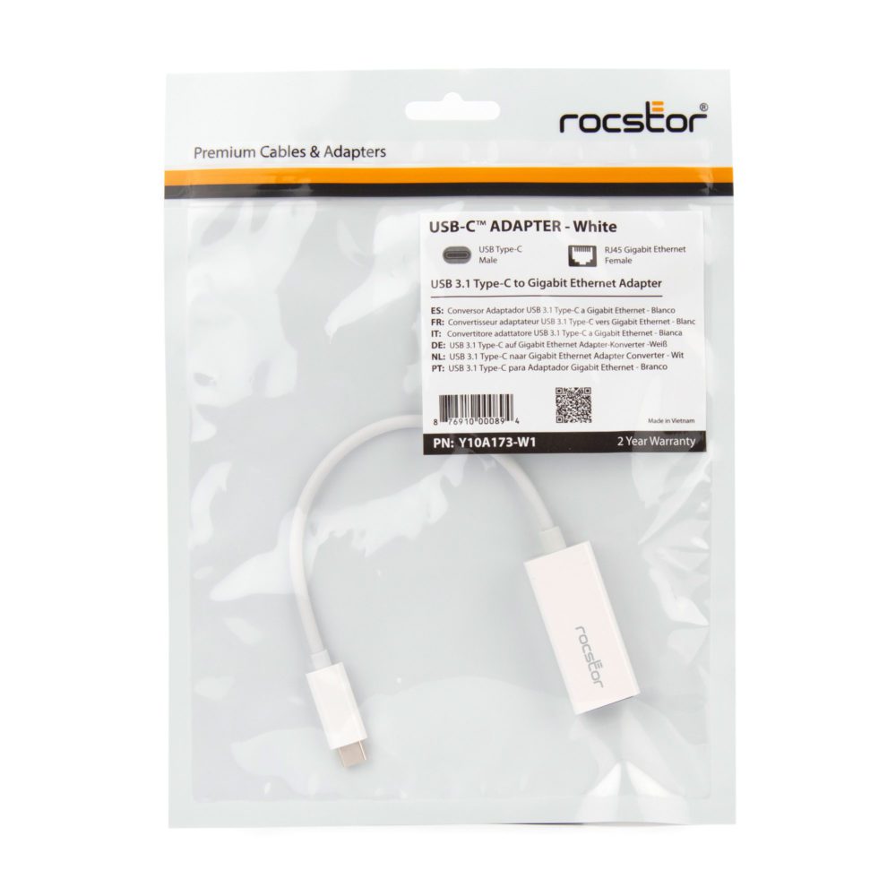 USB-C Gigabit Ethernet Network Adapter Mac & PC Compatible - White