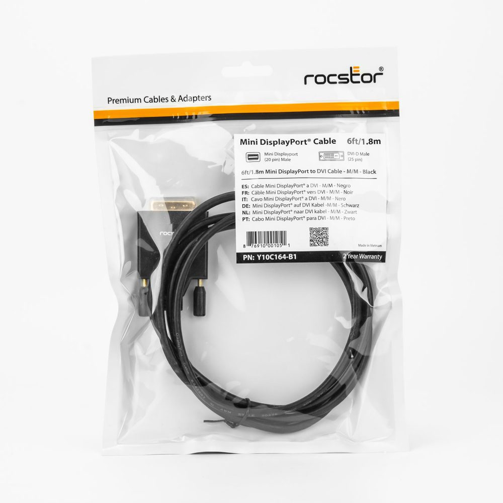 Rocstor Premium Mini DisplayPort™ 1.2 to DVI (24+1) Cable