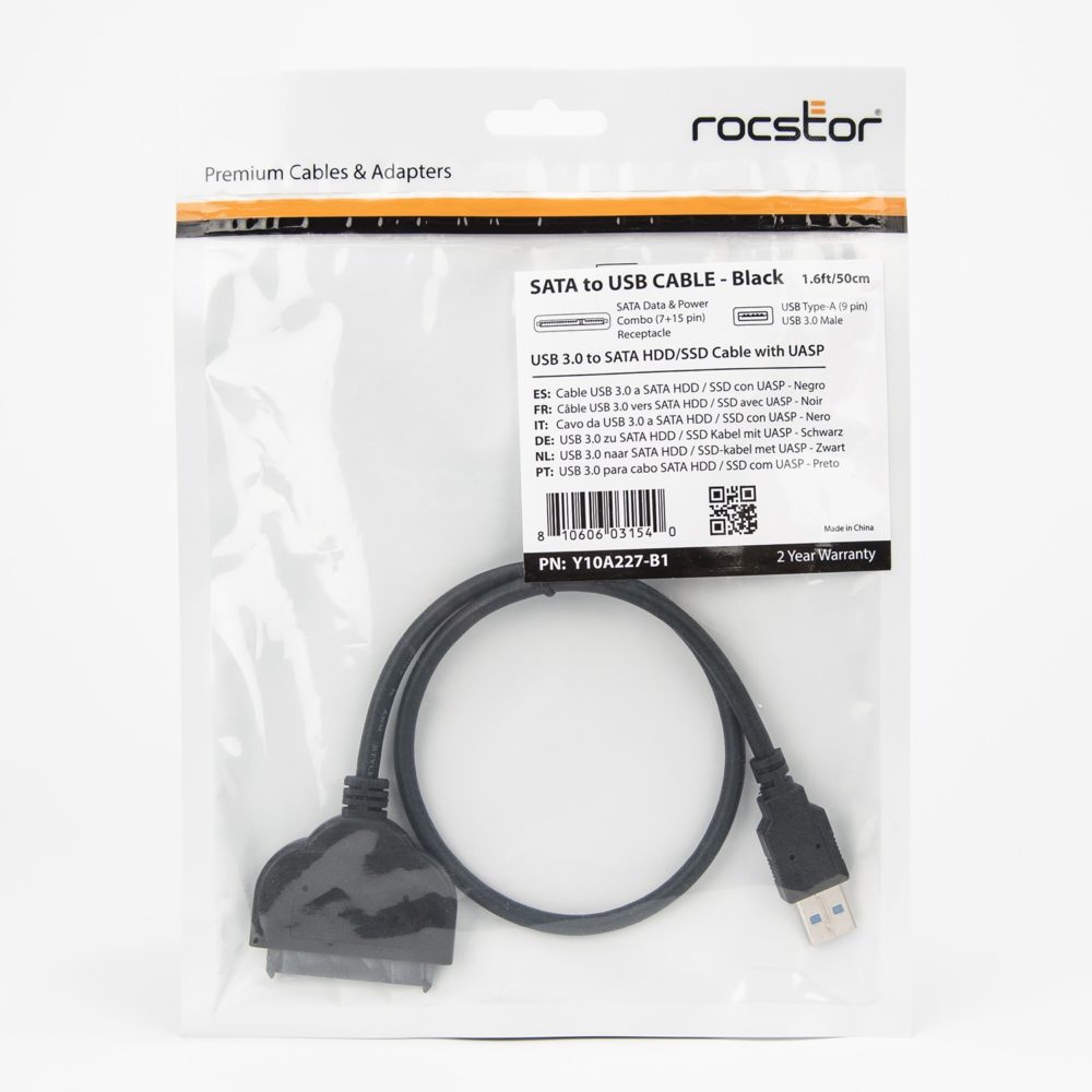 Rocstor Premium SATA/USB Data Cable - 20in/0.5m
