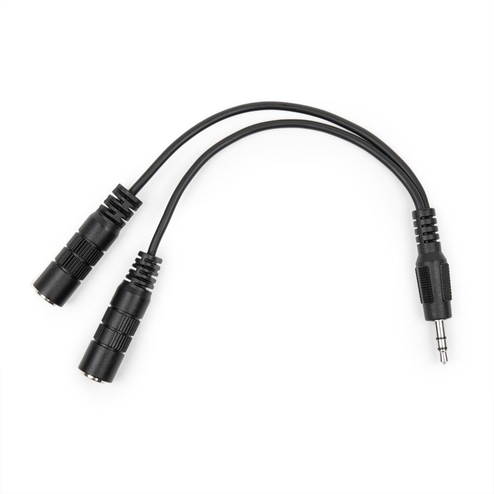 Black Slim Mini Jack Headphone Splitter Cable Adapter - 3.5mm Male to 2x  3.5mm Female