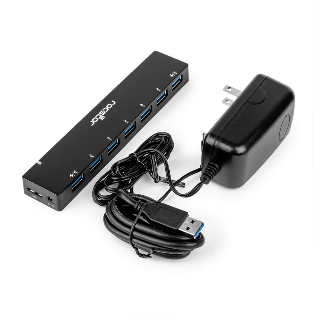 Rocstor Premium 7-Port USB 3.0 Hub with Fast-Charging Ports