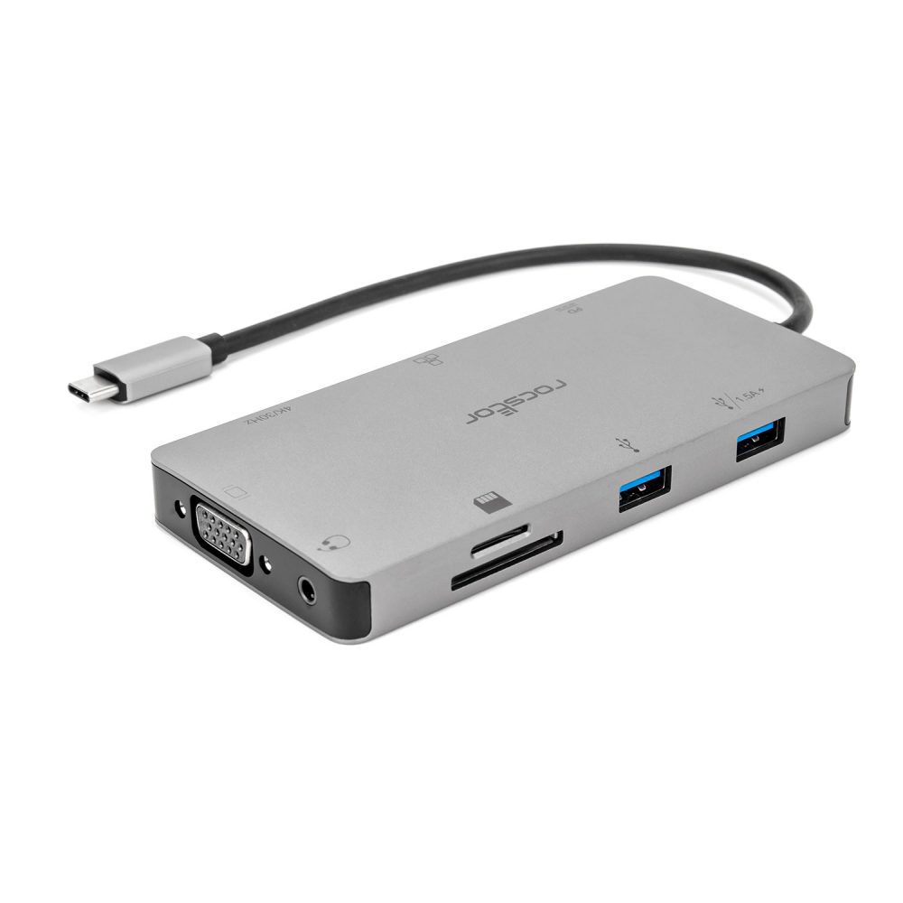 USB-C Multiport HUB - VGA, Type-C USB, RJ45, HDMI, 3.5mm Audio, SD - Port
