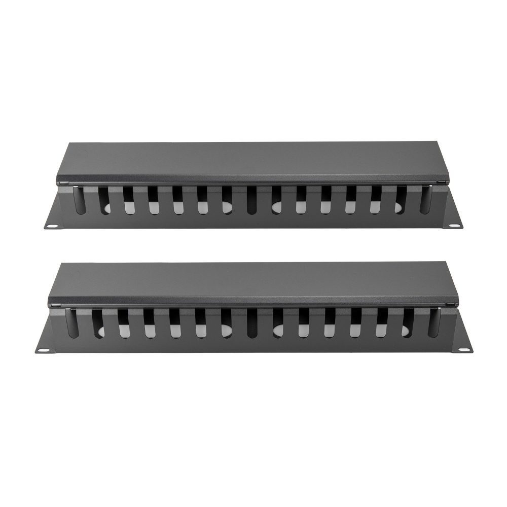 Navepoint High Density 2U Steel 19 Rack Cable Manager Plastic Snap Hinge Fastened Cover
